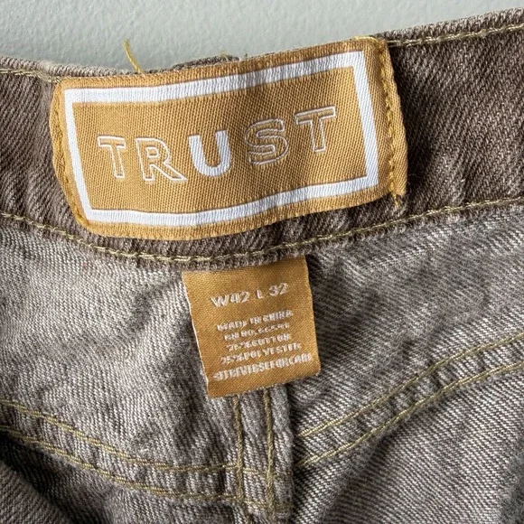 Trust Jeans Mens 42x32 Classic Loose Baggy Fit Wide Leg 90s Skater Grunge Y2K - Picture 4 of 11